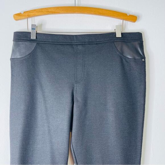 DKNY black faux leather stretchy high waisted skinny ankle pants XL - Picture 2 of 8